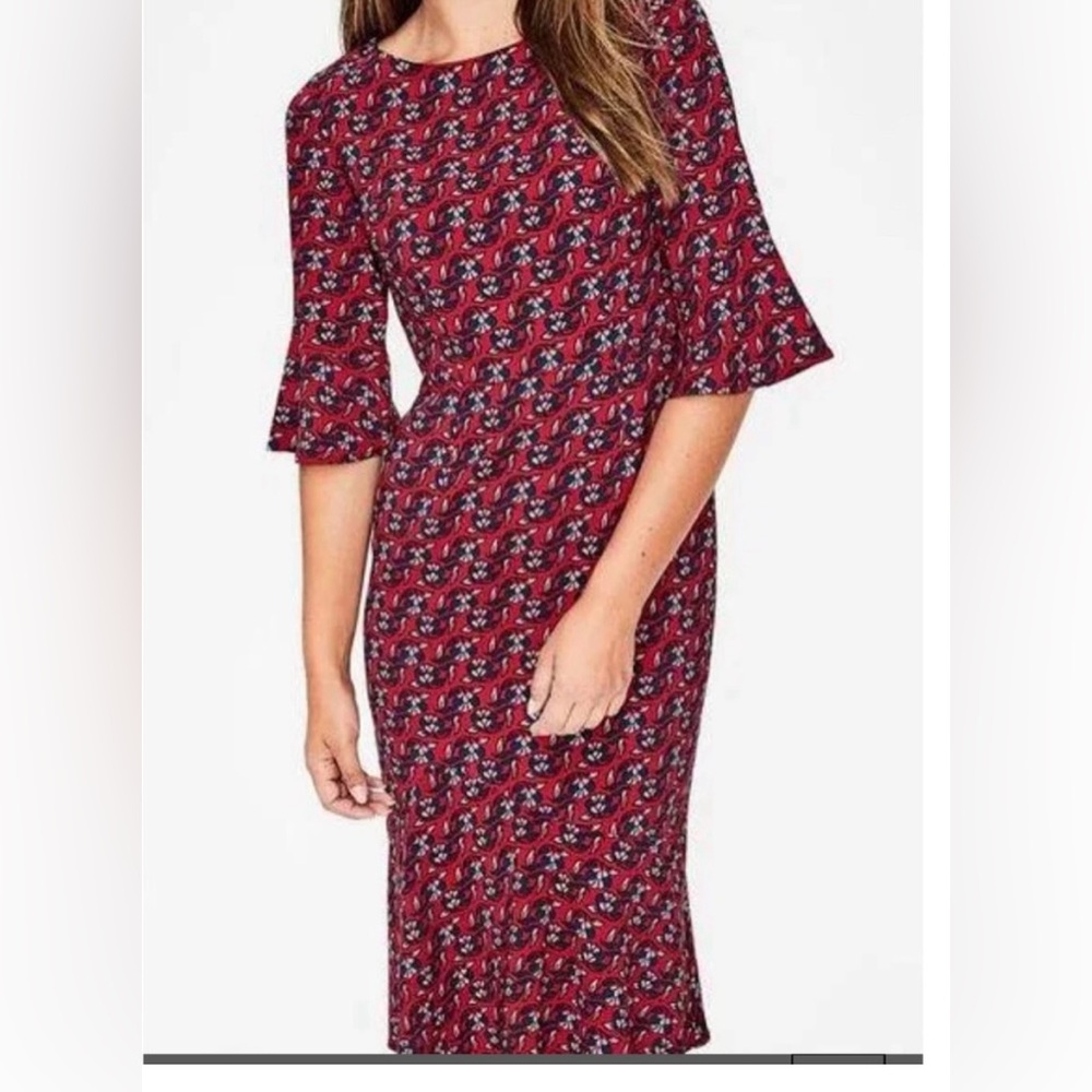 Boden Blue Ruffled Wrap Dress with Bell Sleeves (1.11)